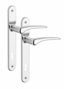 Rostex Comfort štítové dveřní kování - klika-knoflík pro klíč 72mm Cr Nerez Rostex